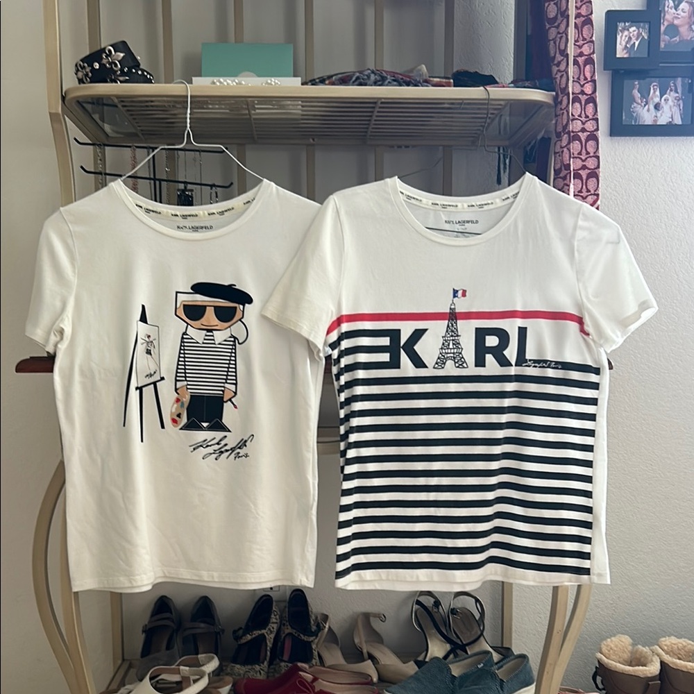 Karl Lagerfeld woman’s  White and Black Graphic Tees Set